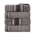 Blue Nile Mills Cotton Solid And Jacquard Elegant Floral Absorbent Bath Towel Set Of 4