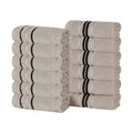 Blue Nile Mills Cotton Solid And Jacquard Elegant Floral Absorbent Face Towel Washcloth Assorted Set Of 12