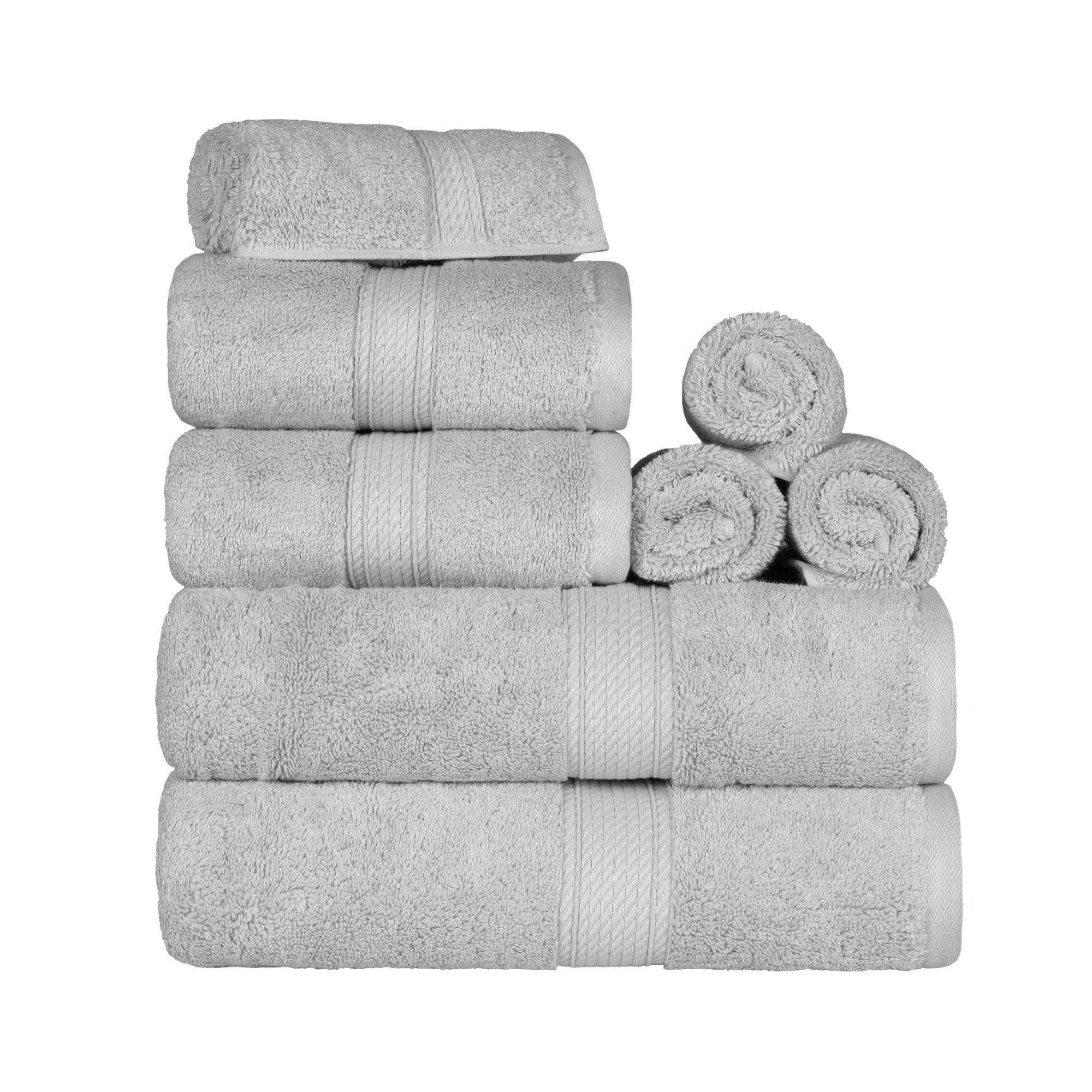Blue Nile Mills Luxury 8 Piece Egyptian Cotton Towel Set Thick Absorbent Bathroom Towels