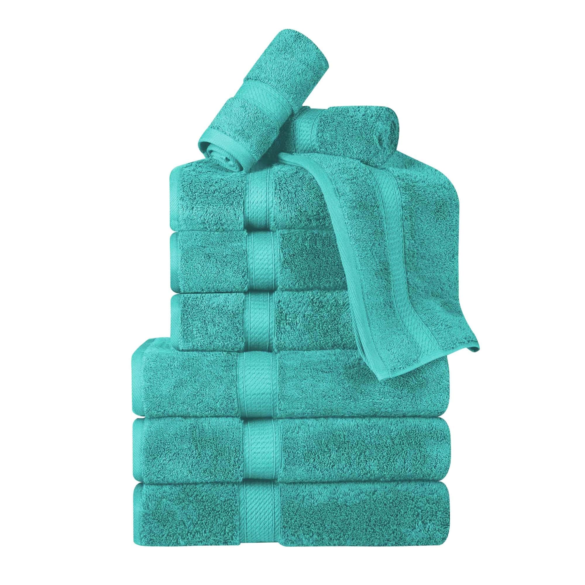 Blue Nile Mills Egyptian Cotton Pile Plush Heavyweight Absorbent Luxury Soft 9 Piece Towel Set