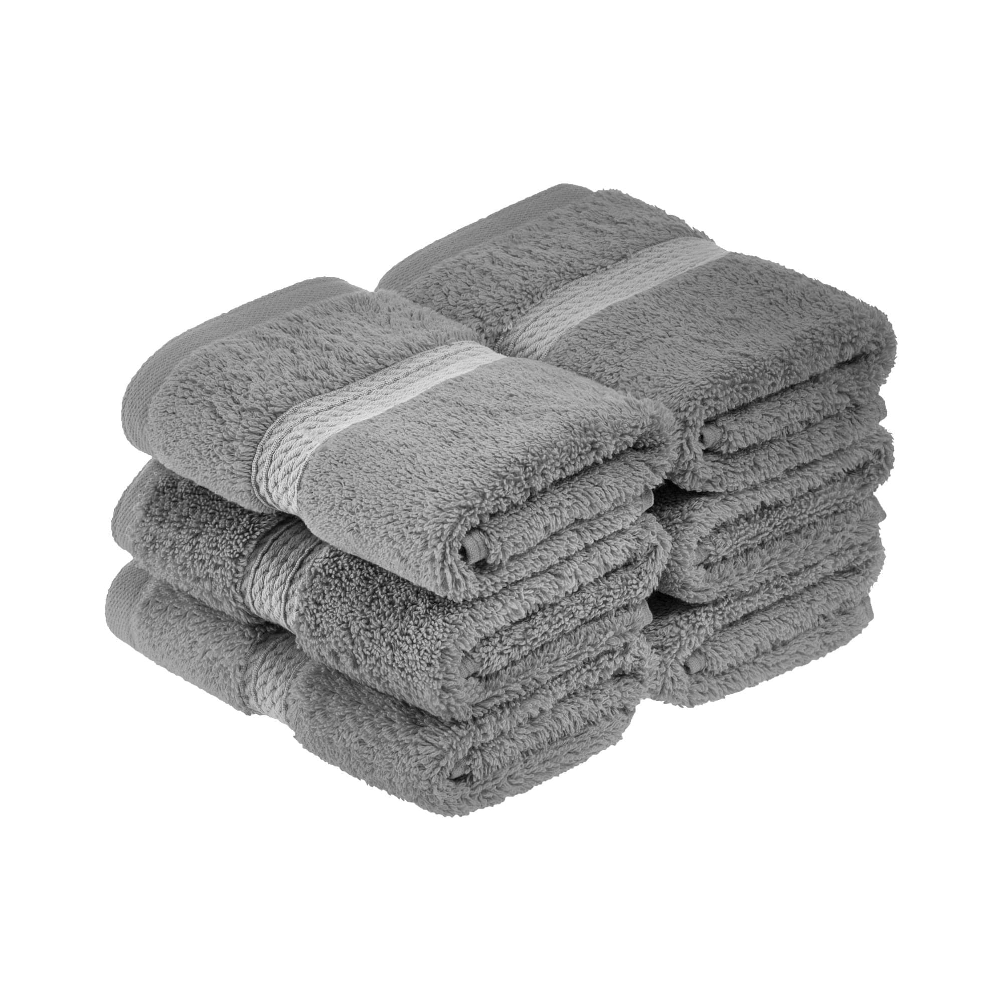 Blue Nile Mills Luxury 6 Piece Egyptian Cotton Face Towel Set Thick Absorbent Bathroom Washcloths