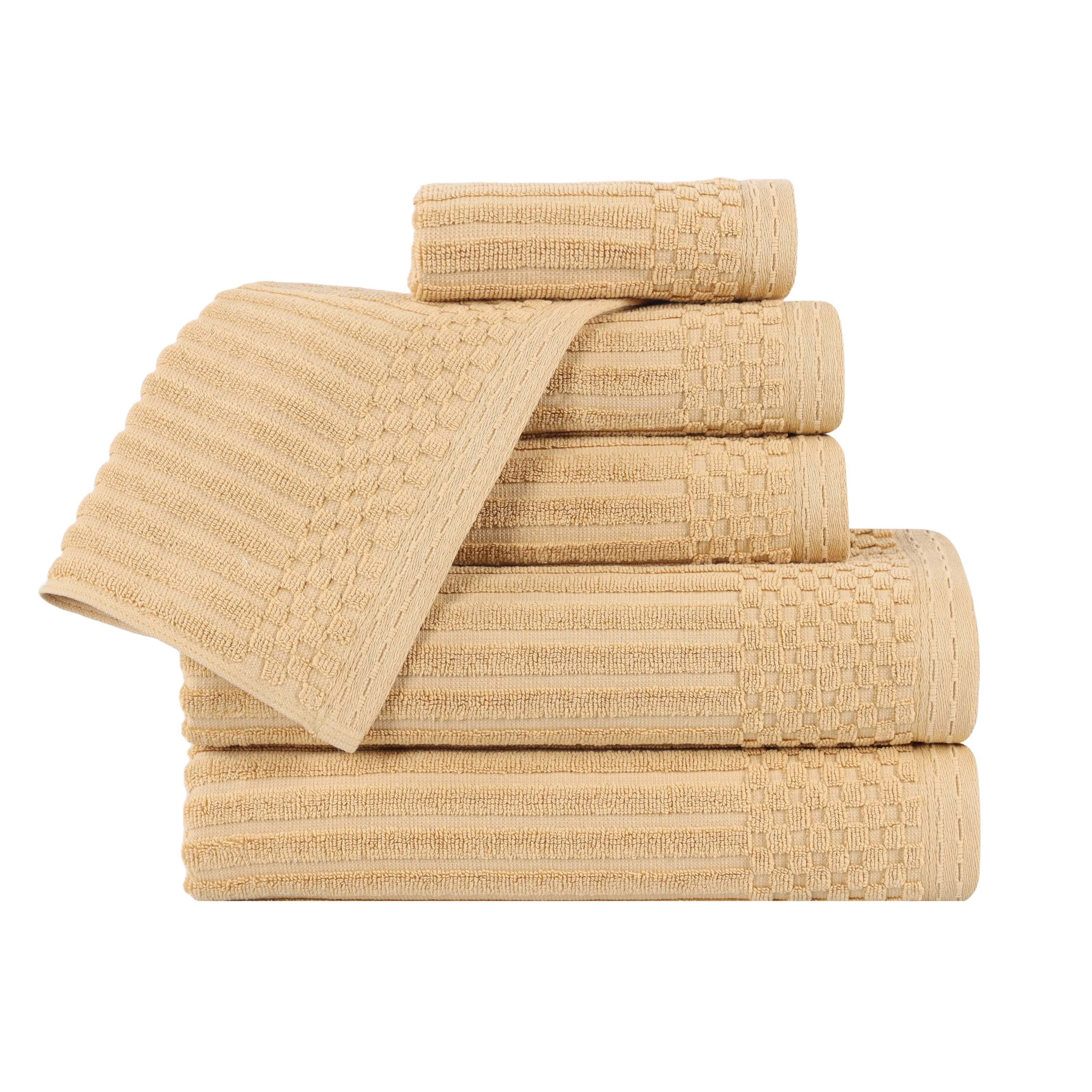Blue Nile Mills Modern Ribbed Cotton Quick Dry 6 Piece Towel Set
