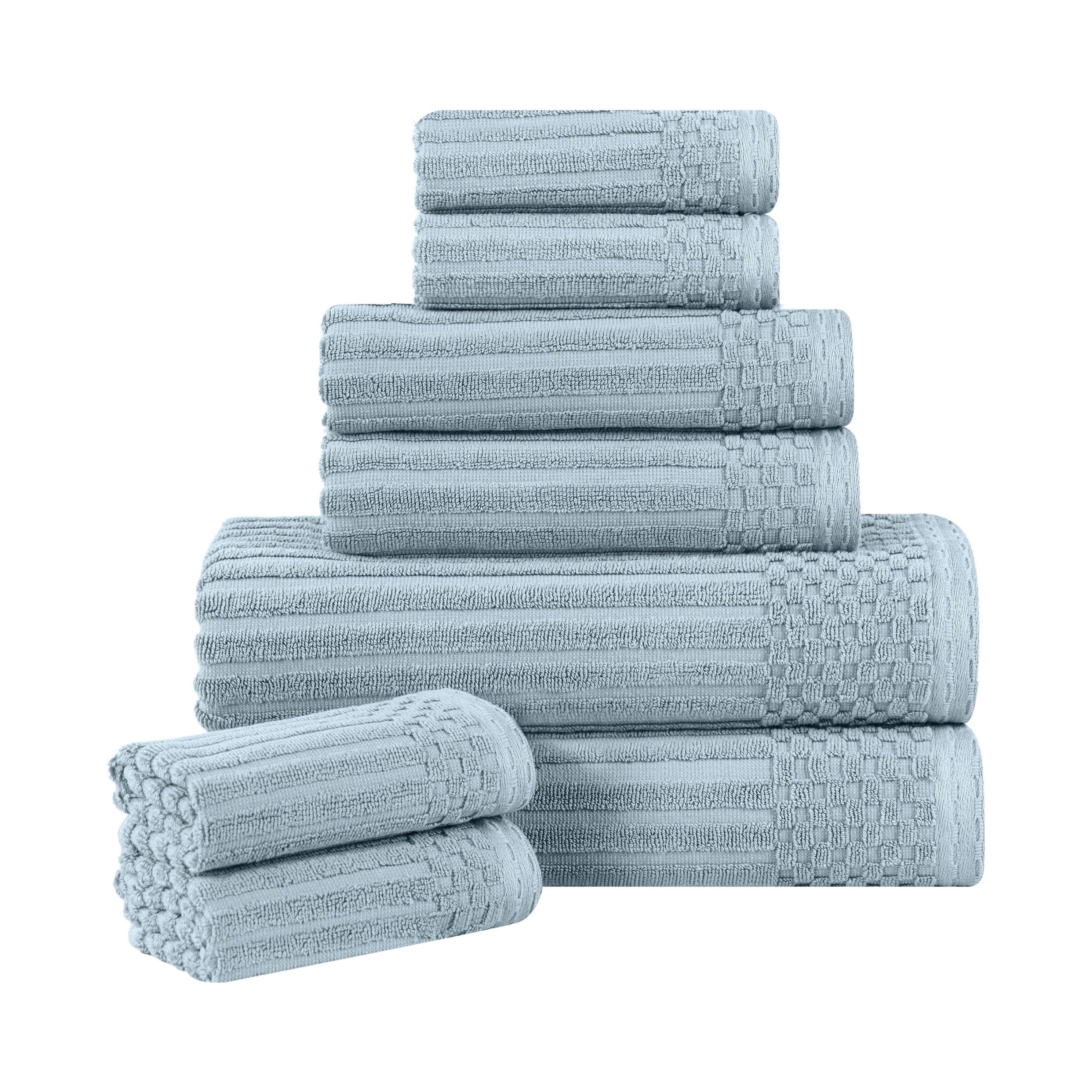 Blue Nile Mills Modern Ribbed Cotton Quick Dry 8 Piece Towel Set