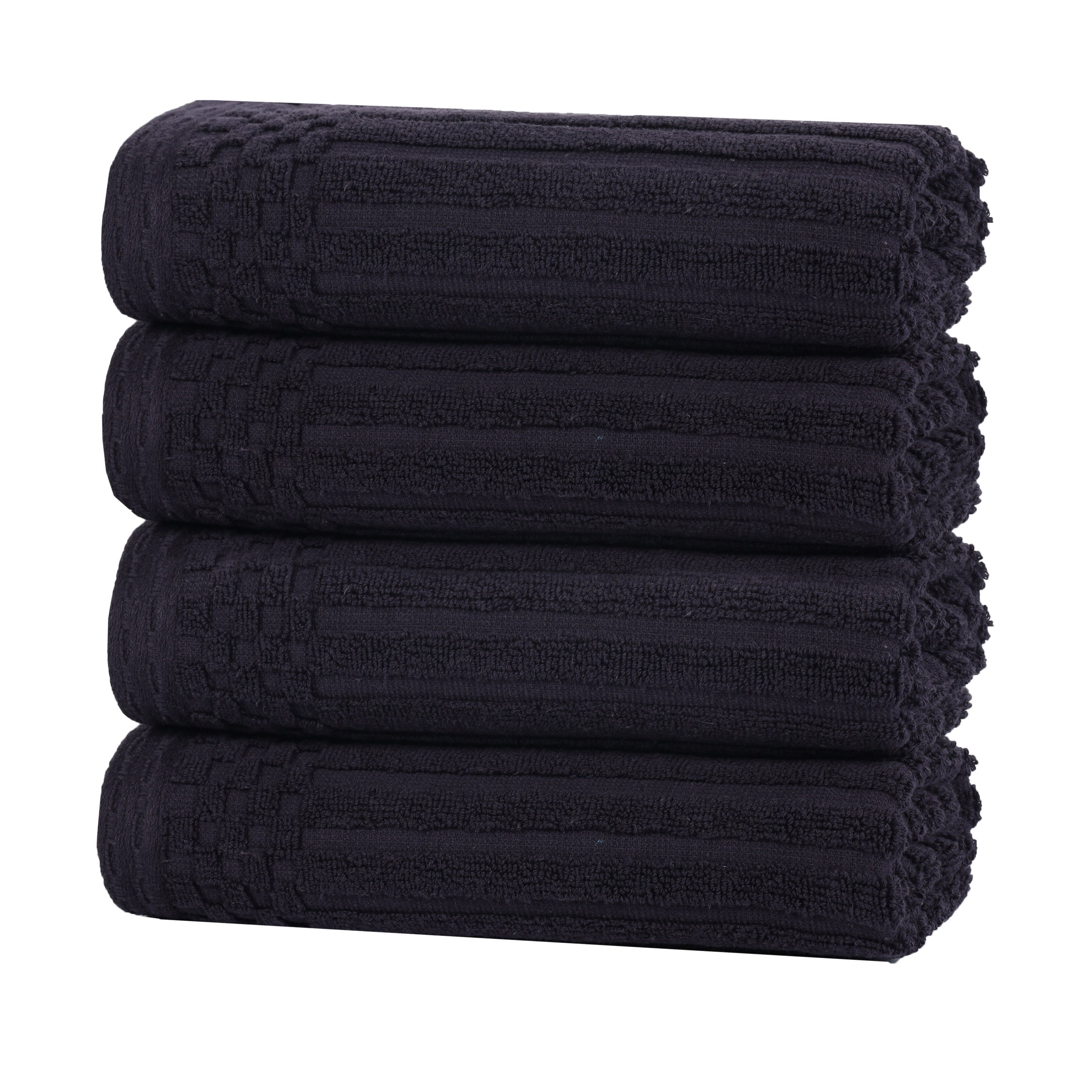 Blue Nile Mills Modern Ribbed Cotton Quick Dry Hand Towel Set Of 4