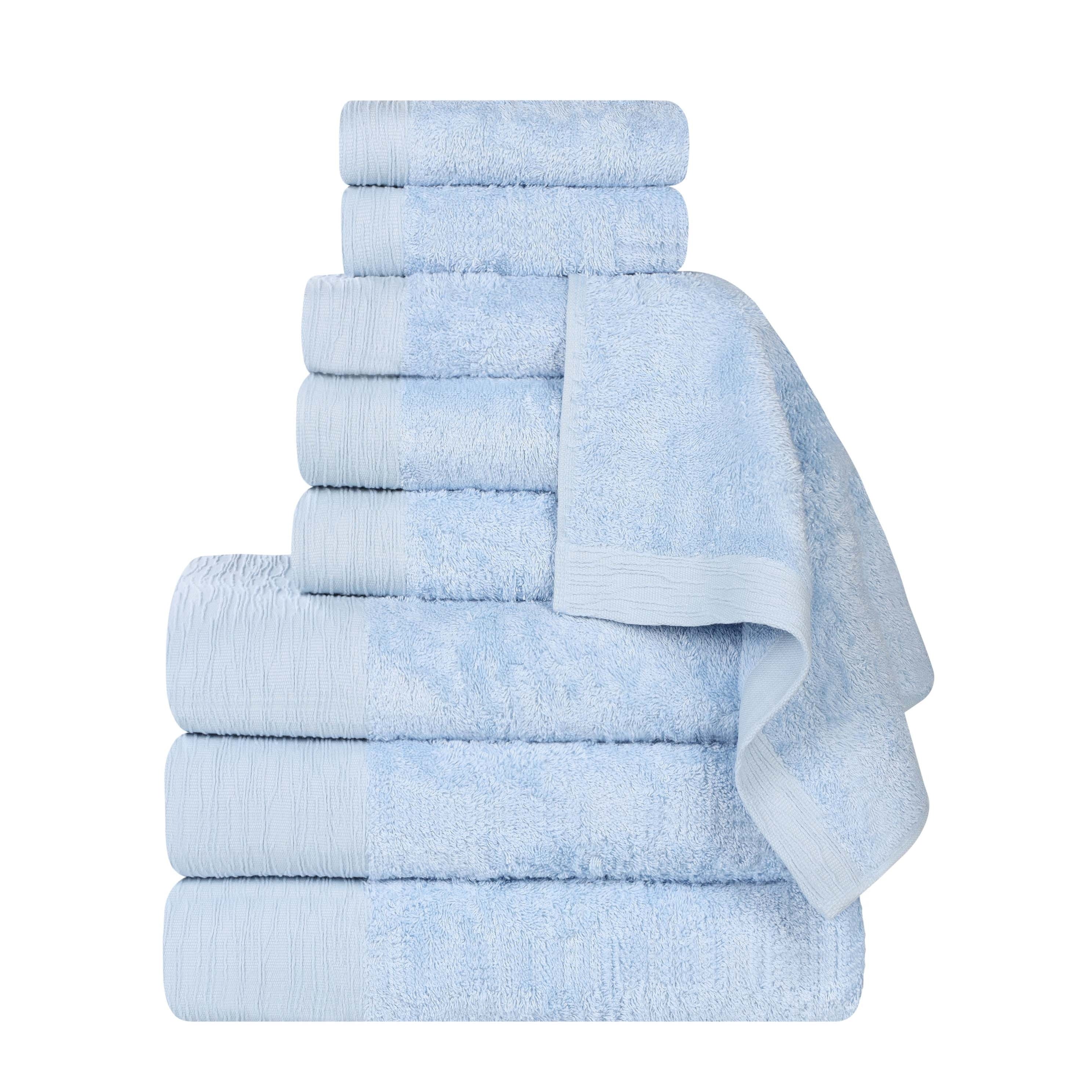 Blue Nile Mills Rayon From Bamboo Eco Friendly Fluffy Soft Modern Solid 9 Piece Towel Set