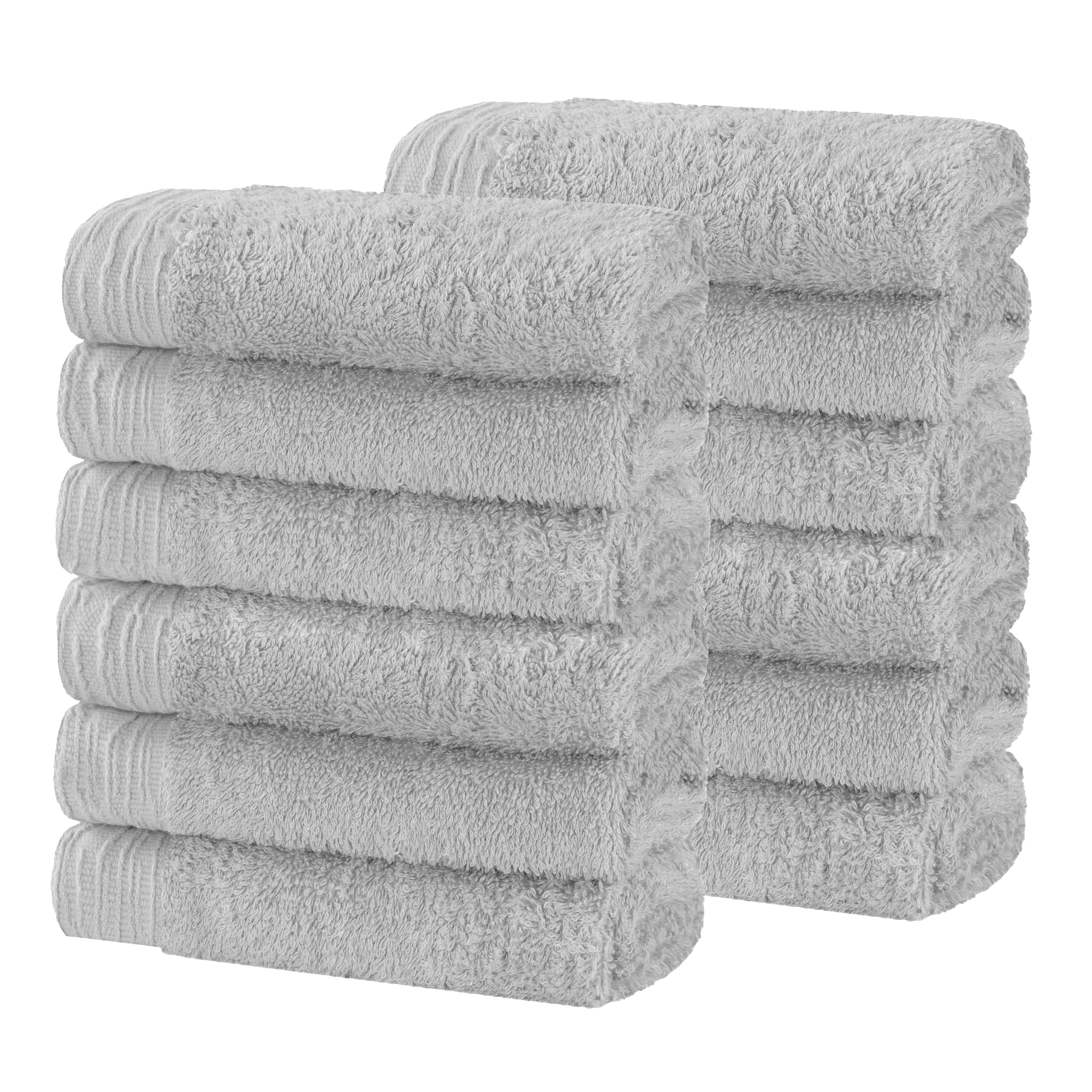 Blue Nile Mills Rayon From Bamboo Eco Friendly Fluffy Soft Modern Solid Face Towel Washcloth Set Of 12