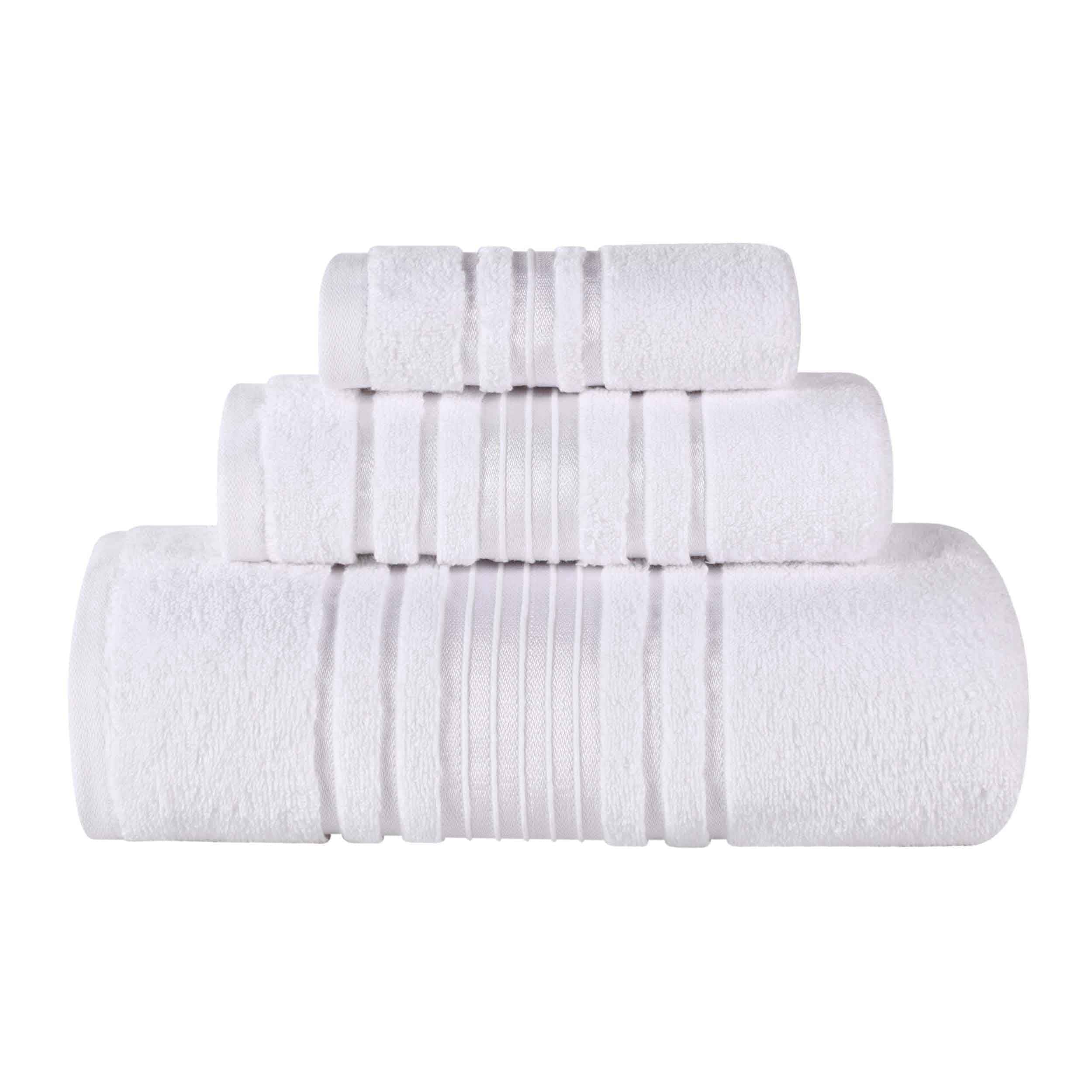 Blue Nile Mills Cotton Elegant Floral Absorbent 3 Piece Solid Towel Set