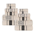 Blue Nile Mills Cotton Solid And Jacquard Elegant Floral Absorbent 12 Piecetowel Set