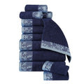 Blue Nile Mills Cotton 12 Piece Assorted Towel Set With Floral Embroidered Jacquard Border