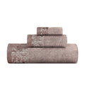 Blue Nile Mills Cotton 3 Piece Assorted Towel Set With Floral Embroidered Jacquard Border