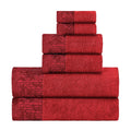 Blue Nile Mills Cotton 6 Piece Assorted Towel Set With Floral Embroidered Jacquard Border