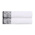 Blue Nile Mills Cotton Bath Towel Set With Floral Embroidered Jacquard Border Set Of 2