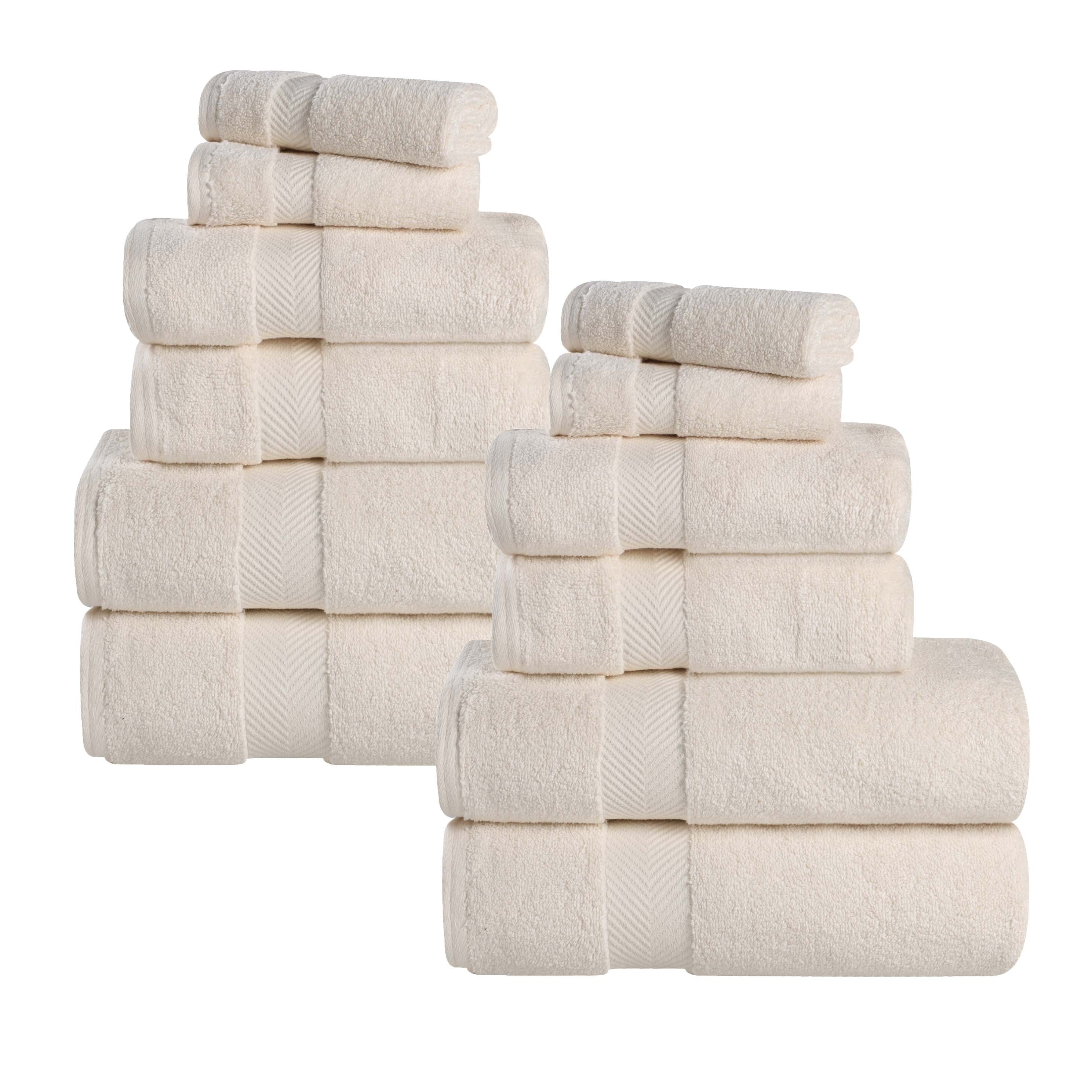 Blue Nile Mills Cotton Solid Super Soft Absorbent 12 Piece Towel Set