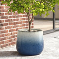 Blue Ombre Ceramic 11.61 Round Planter 9.84 H X 11.61 Diameter