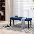Blue Piano Bench Ottoman Leisure Bench With Wood Legs Simple Window Bench Accent Bench Corridor Bench