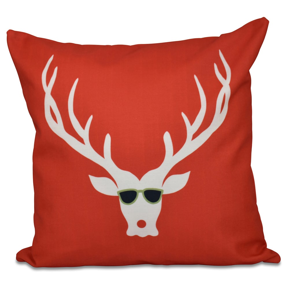 Blue Red Green Decorative Holiday Animal Print 20 Inch Pillow