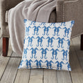 Blue Seahorse Repeat Cotton Canvas 20 Inch Pillow