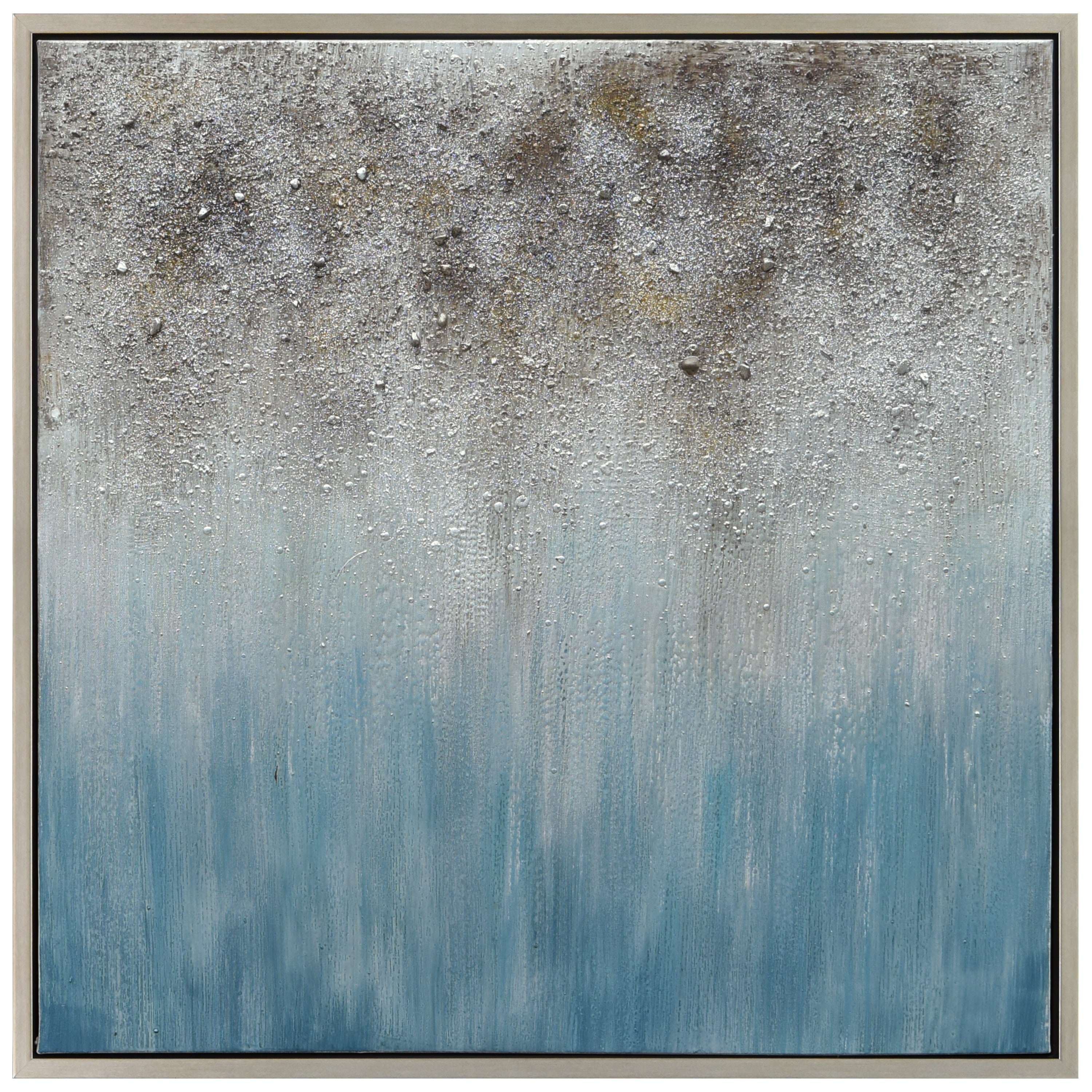 Blue Shadow Abstract Textured Metallic Hand Painted Wall Art By Martin Edwards