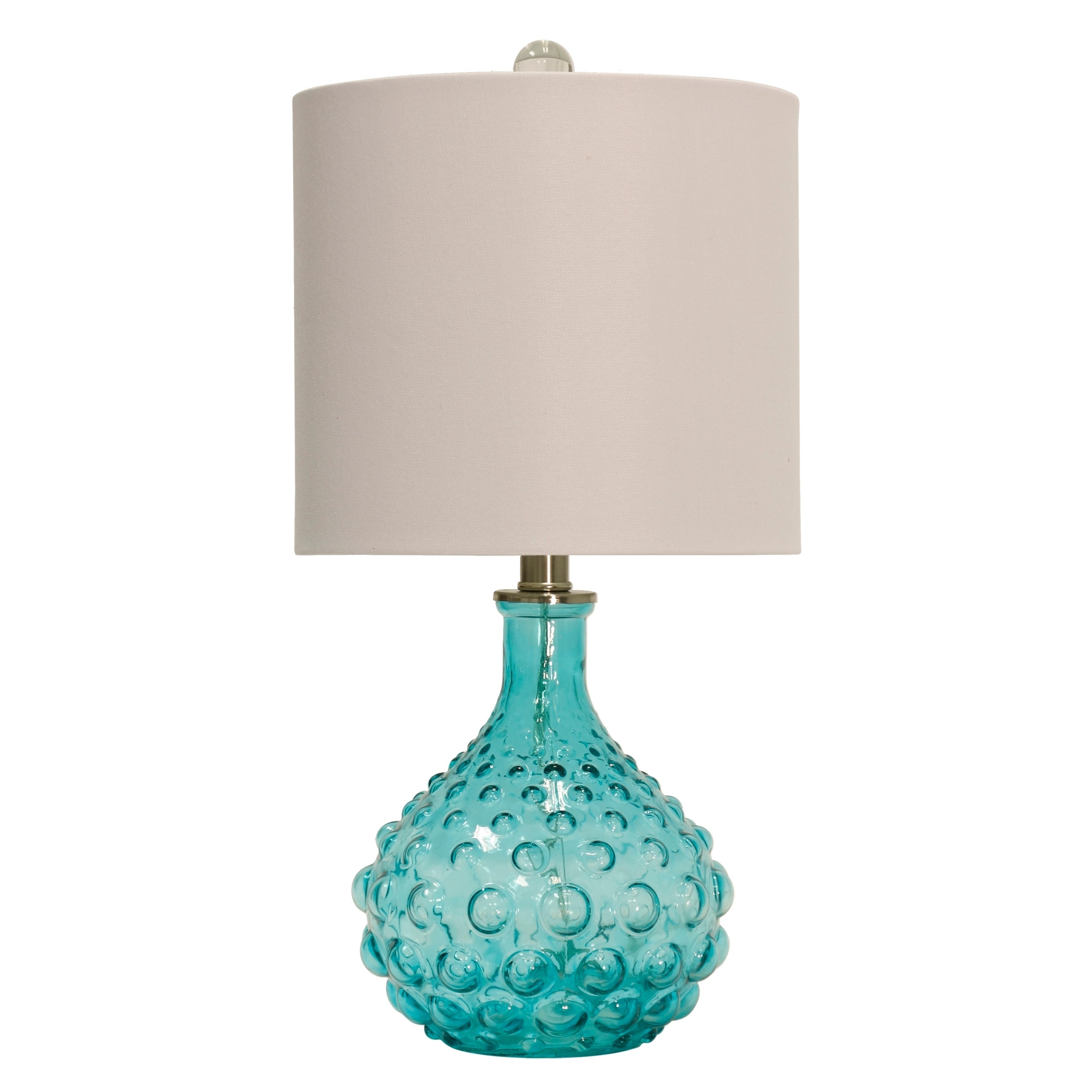 Blue Table Lamp Off White Hardback Fabric Shade