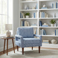Blue Upholstered Accent Armchair With Wood Frame
