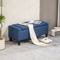 Blue Upholstered Bench Storage Bench With Lift Top Storage Ottoman Indoor Bench Vanity Bench With Button Tufted