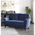 Blue Velvet Upholstery 1Pc Comfort Loveseat Plush Seatbacks Tufted Detail Solid Wood Frame