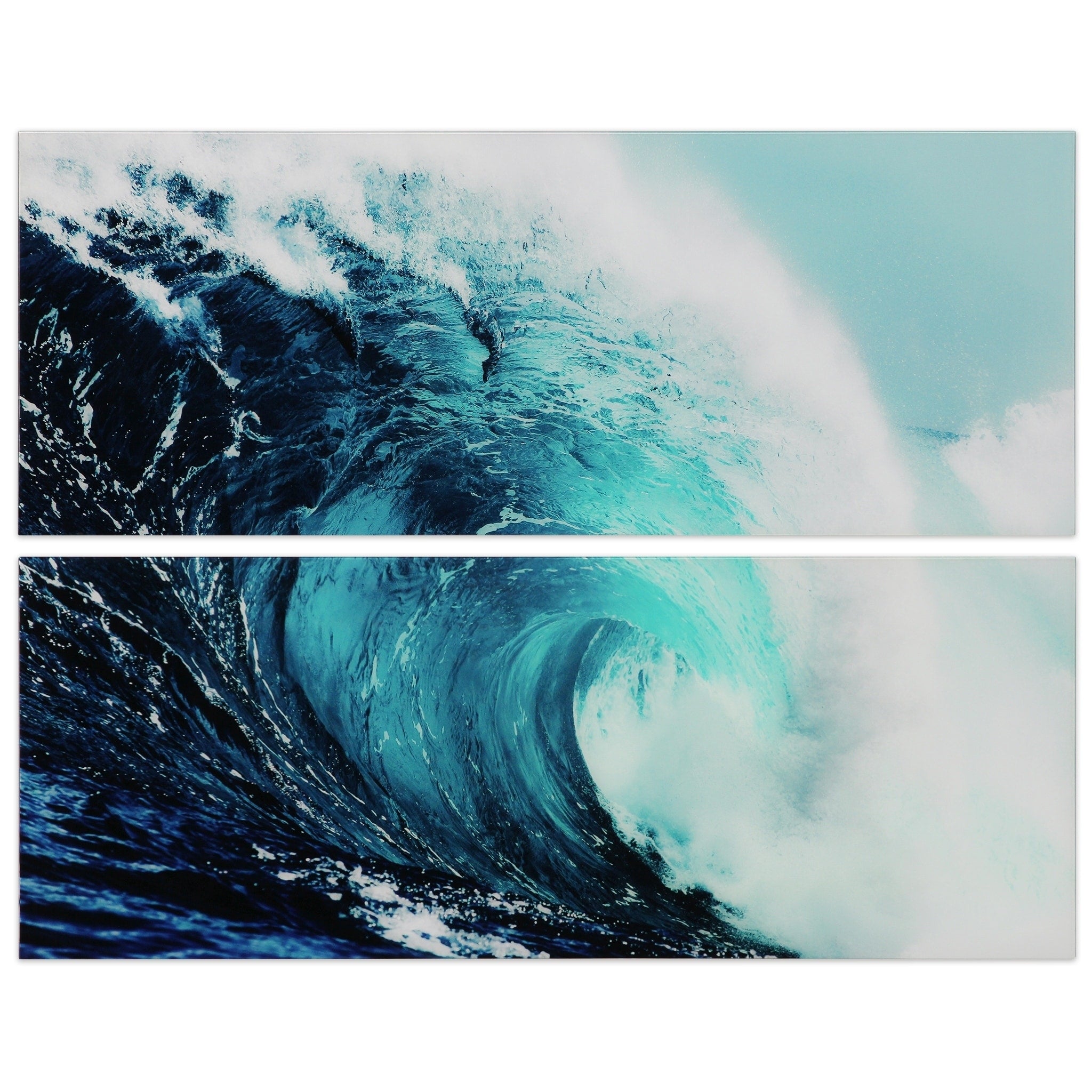 Blue Wave Abstract Wall Art Blue White