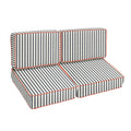 Blue White Stripe With Melon Indoor Outdoor Corded Loveseat Set 23 In X 47 In X 23 In