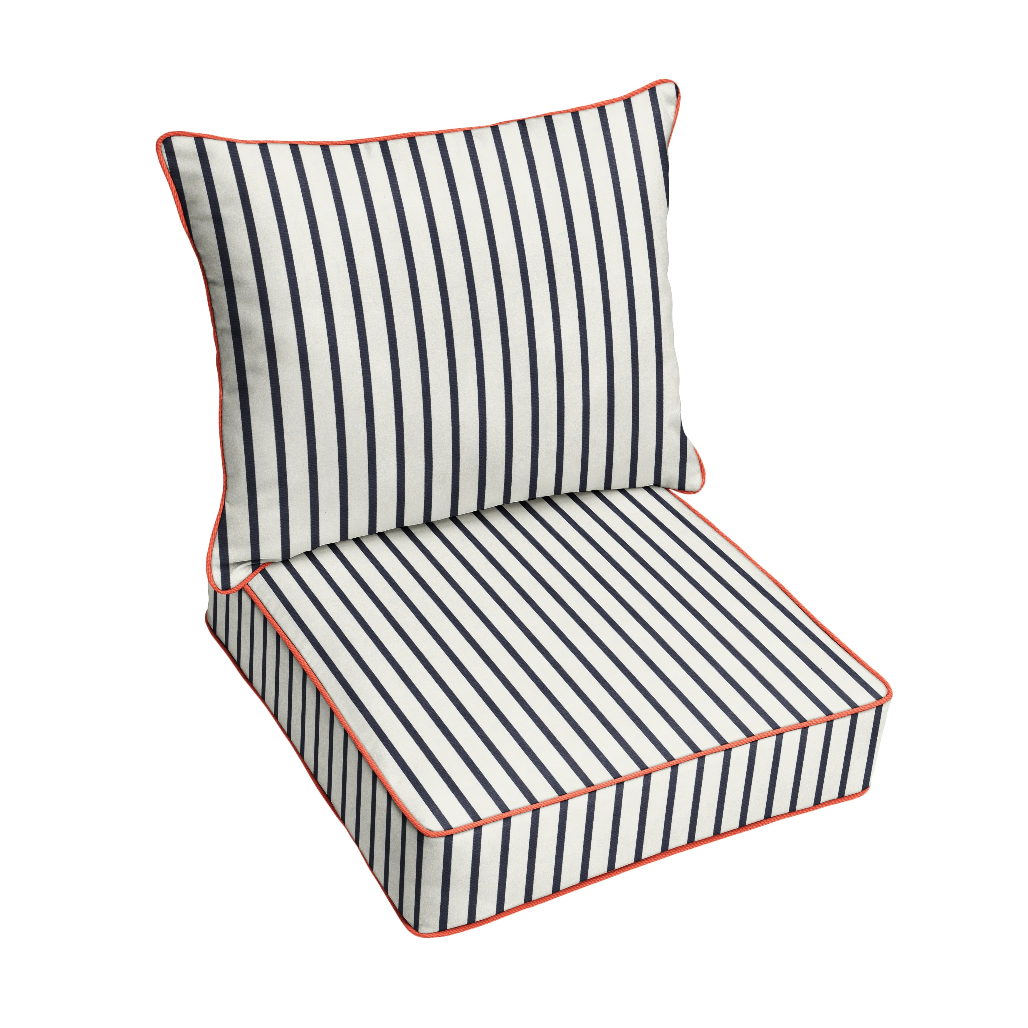 Blue White Stripe With Melon Indoor Outdoor Corded Pillow Chair Set