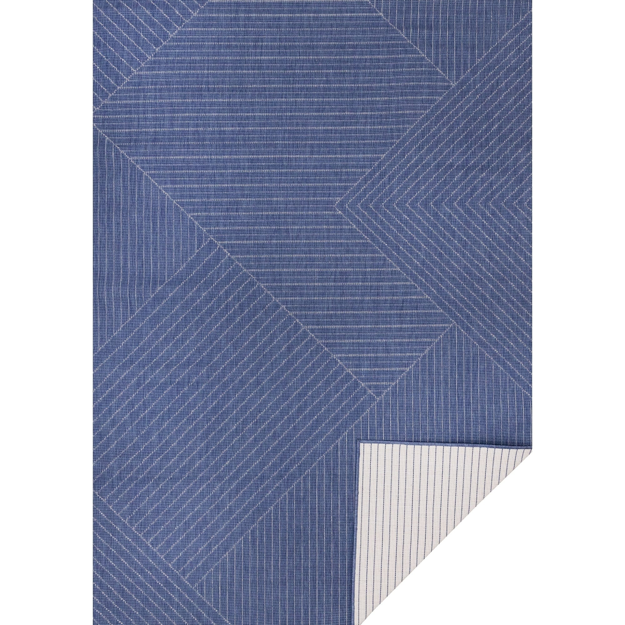 Blue White Traverse Stripes Indoor Outdoor Rug