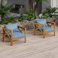 Blue Wood Club Chairs Upholstered Arm Chair Reading Chair With Cushions Padded Chair Reception Chair Set Of 4