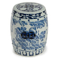 Blue White Carved Dragon Garden Stool