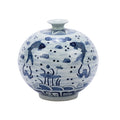 Blue White Fish Pomegranate Vase