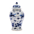 Blue White Foo Dog Temple Jar