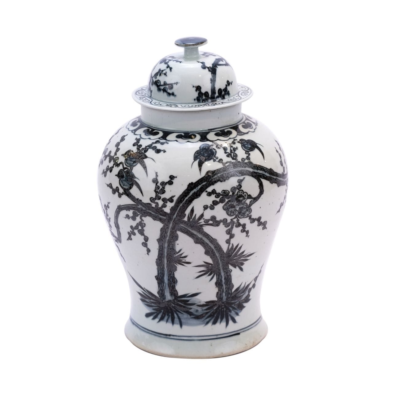 Blue White Porcelain Temple Jar Magpie On Treetop