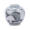 Blue White Yuan Fish Open Top Jar