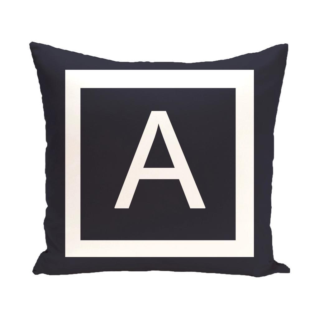 Blue And White 18 X 18 Inch Monogram Print Decorative Pillow