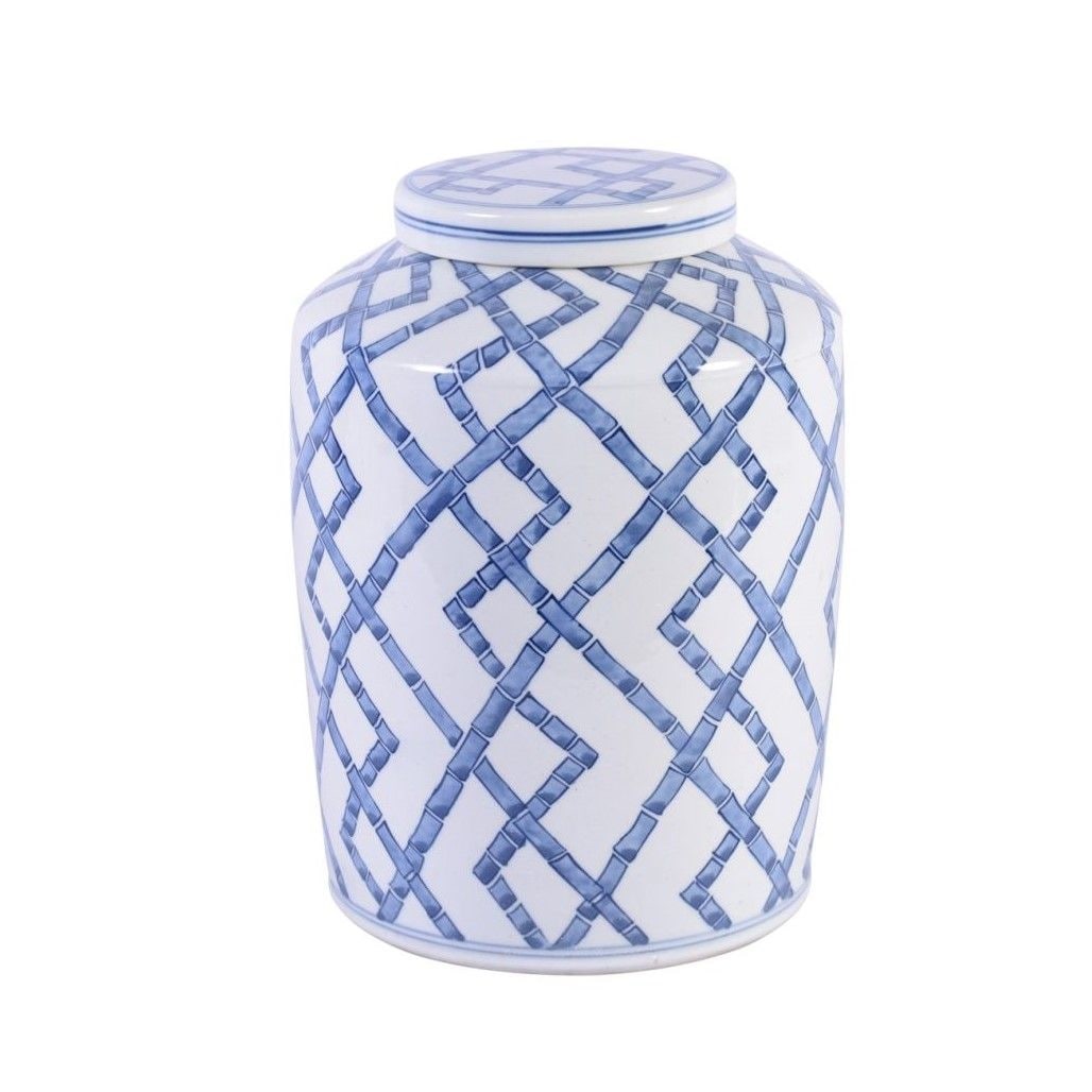 Blue And White Bamboo Joints Round Tea Jar