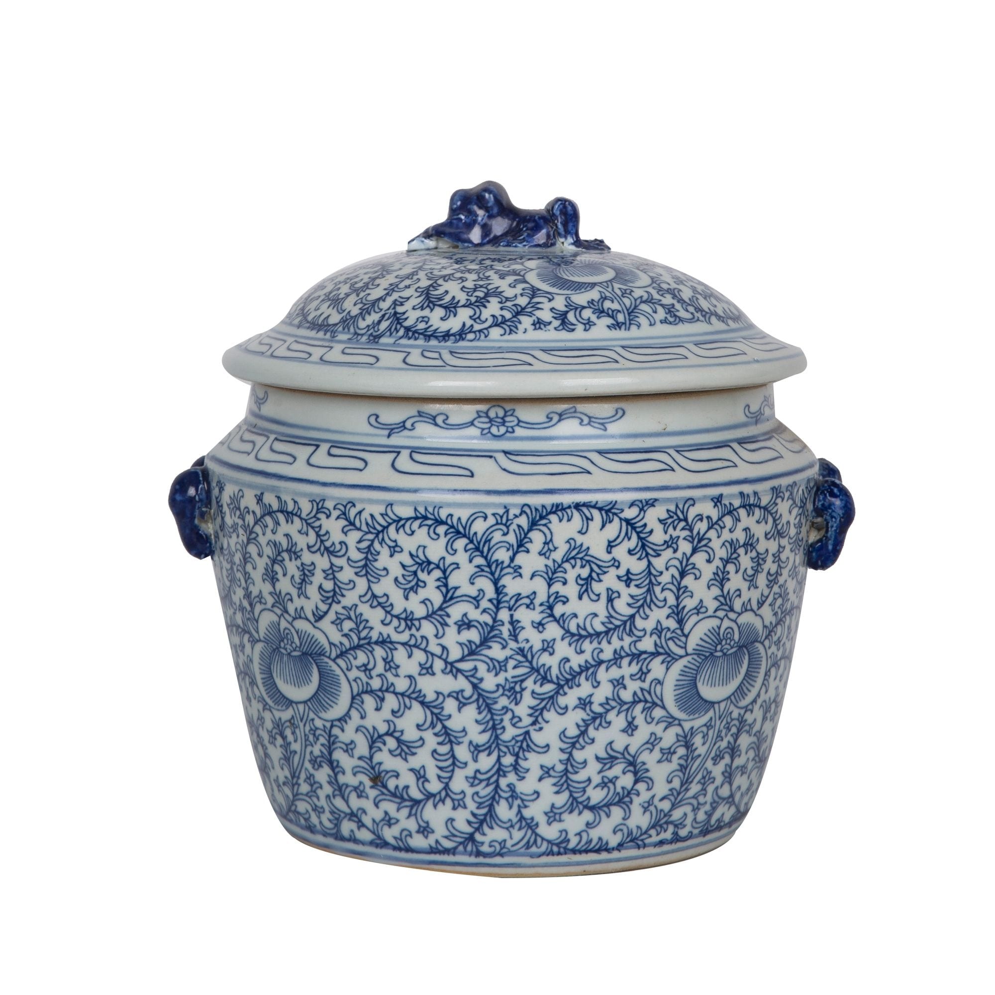 Lidded Rice Floral Motif Decorative Jar