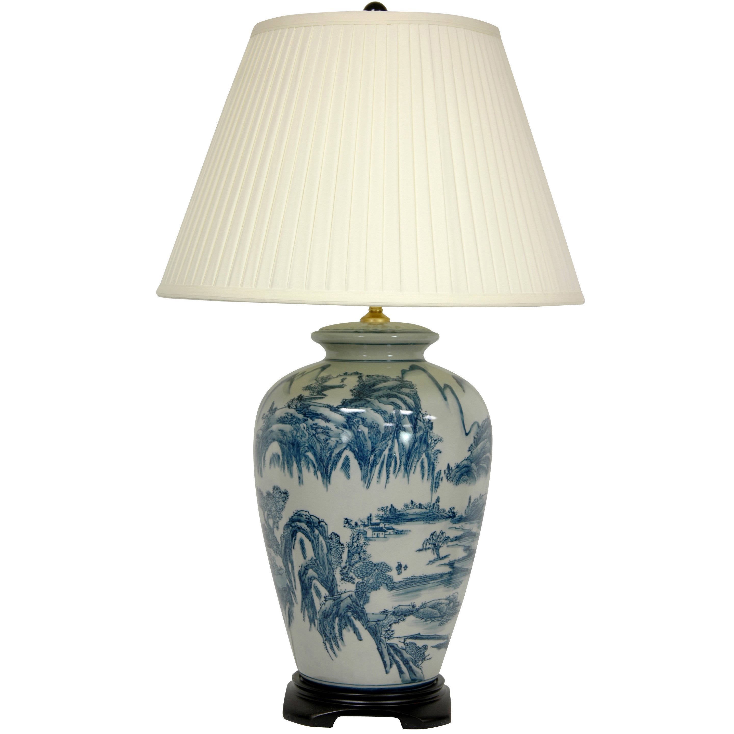 Blue And White Porcelain Chinese Landscape Lamp China