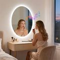 Bluetooth Lighted Bathroom Mirror Oval Led With Double Ndfeb Speakers Wall Vanity Mirror 23.62X31.50