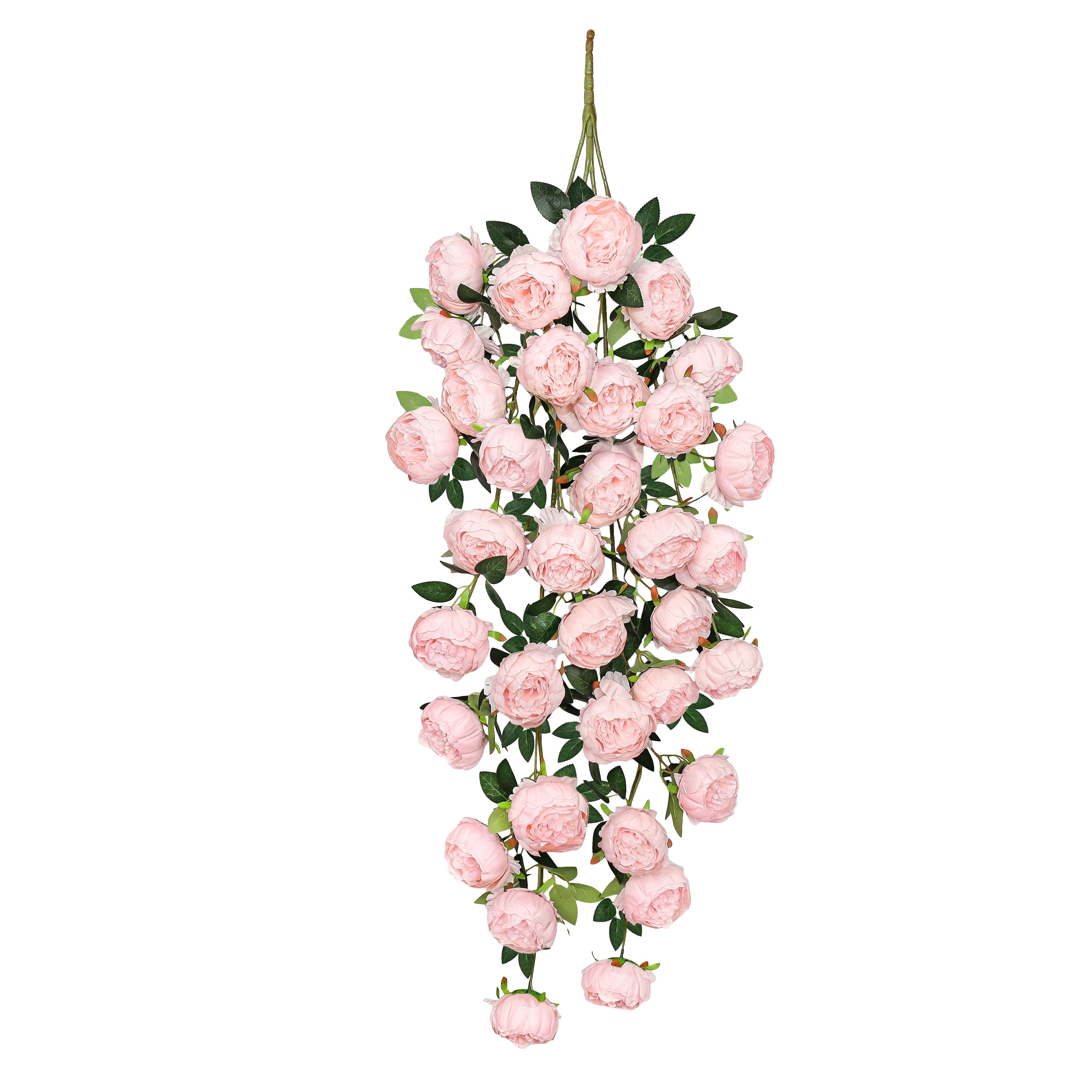 Blush Pink Artificial Peony Flower Stem Hanging Spray Bush 48In 48 L X 15 W X 6 Dp