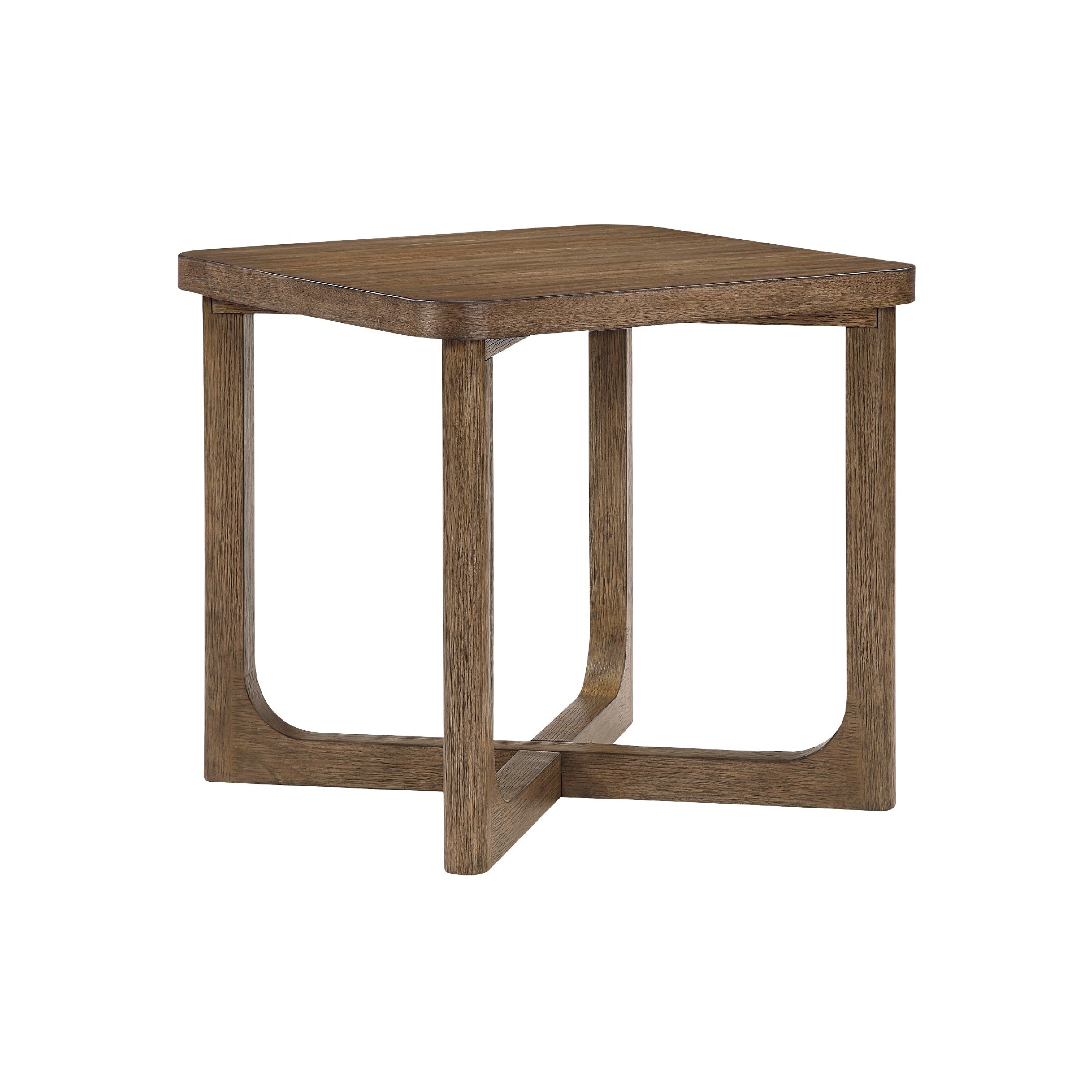 Bly Side End Table 24 Inch Square Top X Base Design Light Brown