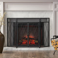 Blyfield Modern Iron Folding Fireplace Screen With Door By Christopher Knight Home