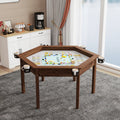 Board Game Table With Removable Table Top For 6 Players Hexagon Gaming And Dining Table With Solid Wood Legs Non Slip Play Mat