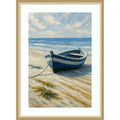 Boat On Summer Beach By The Sea By Natalie Bruns Wood Framed Wall Art Print