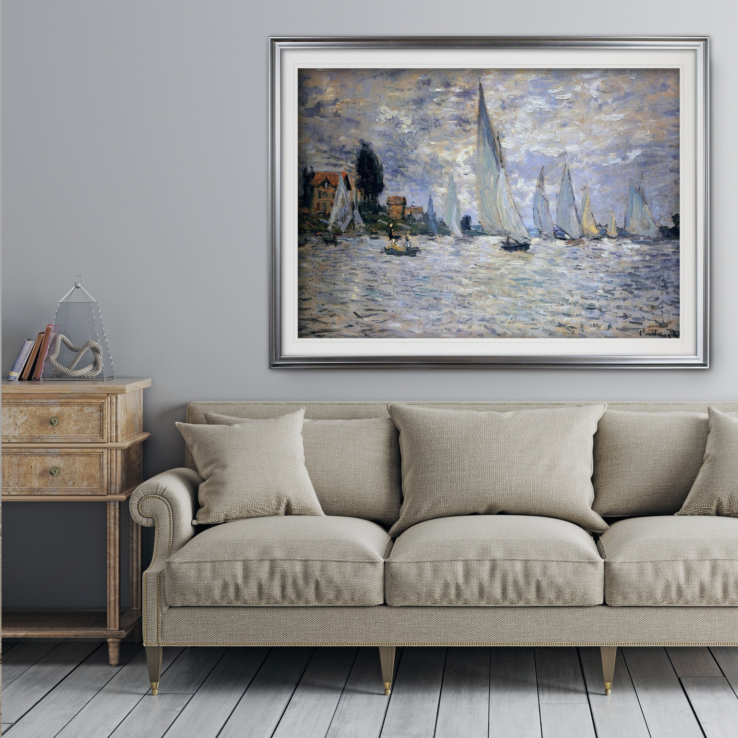 Boats Regatta Claude Monet Premium Framed Print