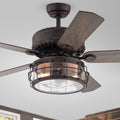 Bobet Rustic Bronze 52 Inch 5 Blade Lighted Ceiling Fan
