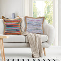Bohemian Flair Chindi Jute Bordered Throw Pillow