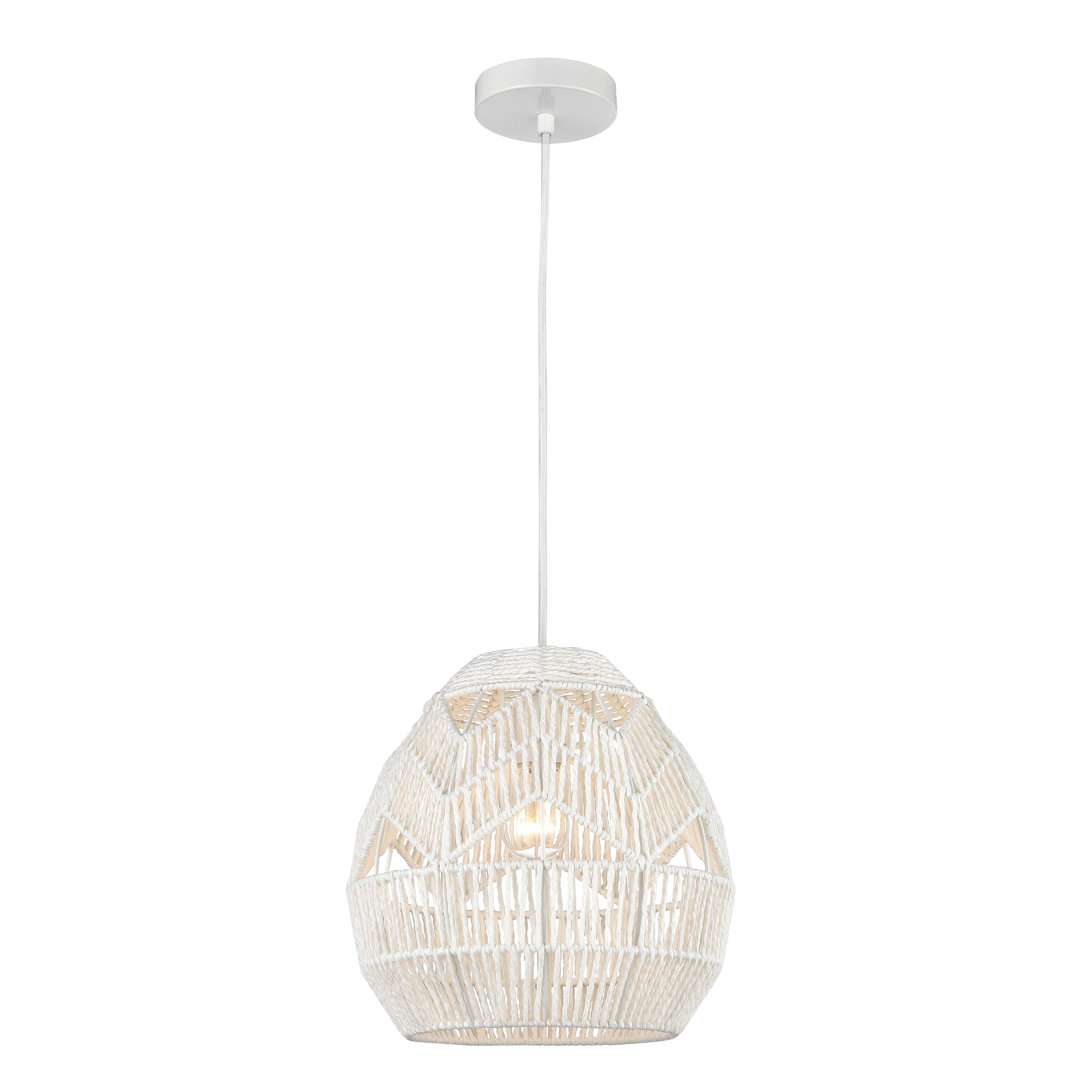 Boho 12 Inch Wide 1 Light Mini Pendant In White 12In W X 12In D X 12In H
